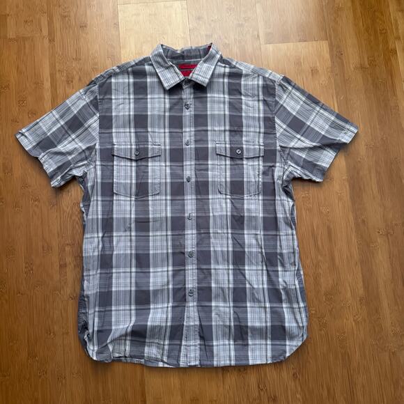 Alfani Plaid Shirt Mens XL modern fit cotton casual button down - Picture 3 of 4
